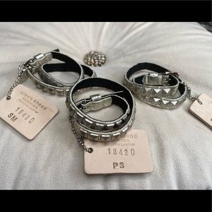 Double Wrap Italian Leather Studded Cuff Bracelet